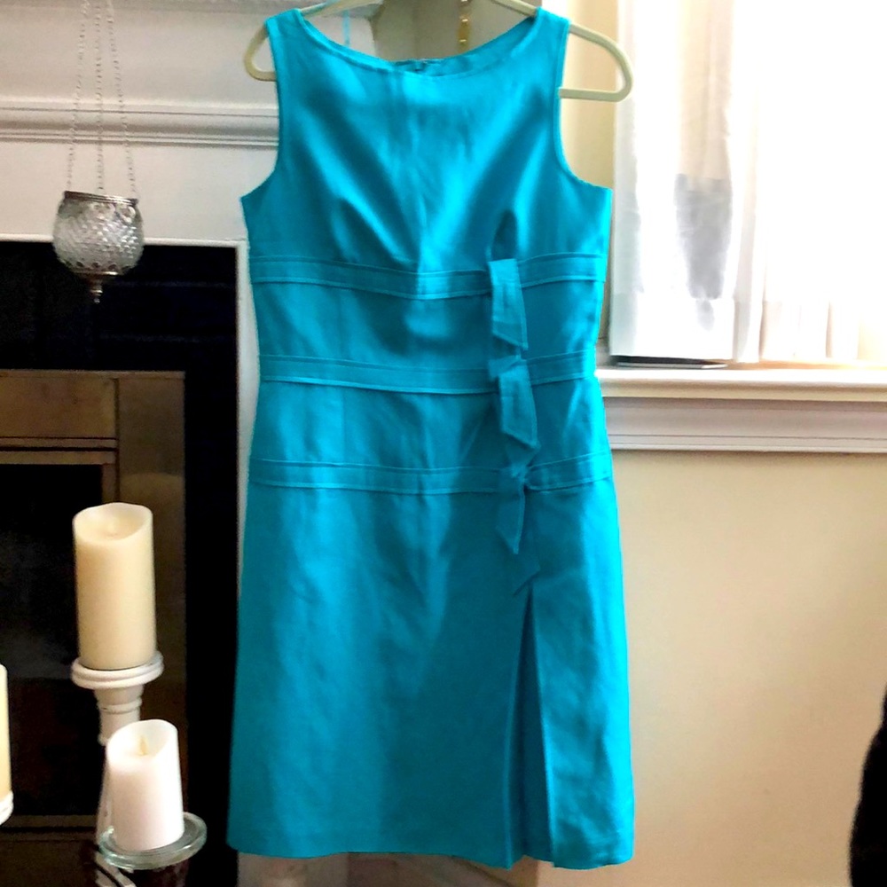 Turquoise linen dress
